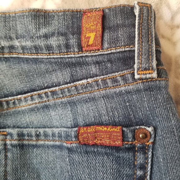 7 for All Mankind Women's Jeans 24 Blue Bootcut Y2K Medium Dark Wash - Picture 3 of 6